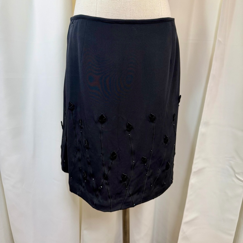 Cache Gold Label Vintage Y2K Floral Bud & Crystal Embroidered Coat & Skirt Set M - Picture 12 of 16